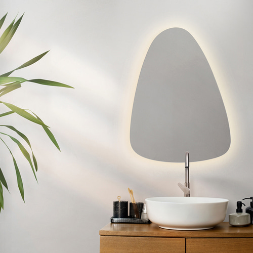더타일 LED 조명 비정형 거울 스톤 둘리 웨이브 디자인 욕실 화장대 민경 노프레임 미러