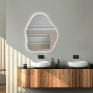 더타일 LED 조명 물결 거울 비정형 웨이브 디자인 욕실 화장대 민경 노프레임 미러