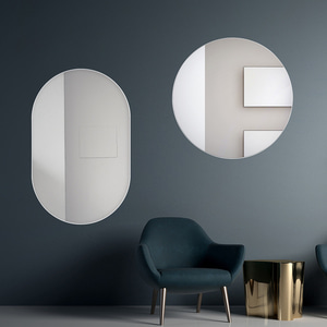 더타일 프레임없는 라운드 타원형 원형 거울 3종 욕실 화장대거울 카페 노프레임 심플 미러
